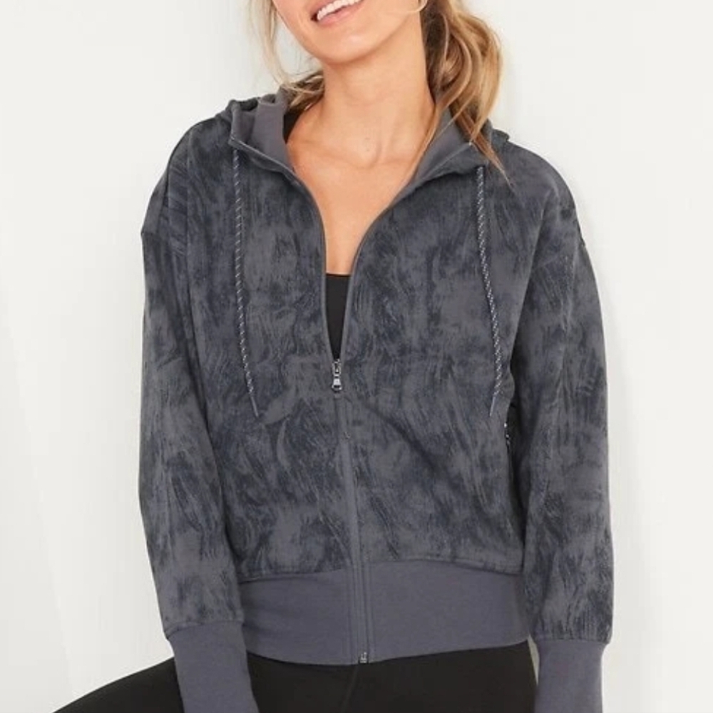 Old Navy Womens Dynamic Fleece Zip Hoodie Size Large Smokey NWT